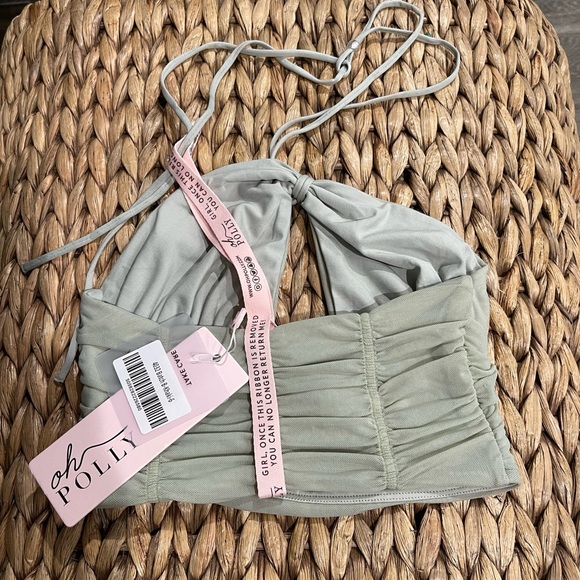 Oh Polly All Tied Up Strappy Choker Neck Crop Top - Picture 4 of 5